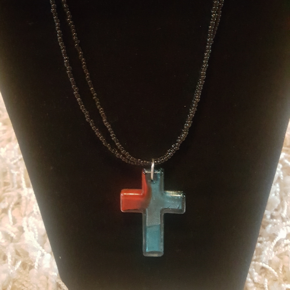 Glass cross necklace